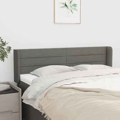 vidaXL - Hoofdbord - met - randen - 147x16x78/88 - cm - stof - donkergrijs