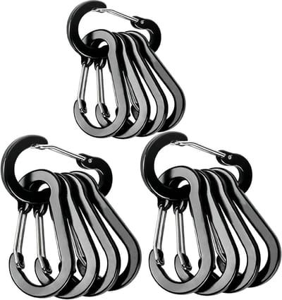 Karabijnhaken D-ring - Multihaken set - Outdoor organisatie - Lichtgewicht aluminium - 15 stuks - Zwart