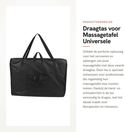 Dailygoods- Massagetafel Draagtas Ergonomisch - Universele Schoudertas - Robuust Canvas - Ruimtebesparend - Professionele Draagtas - Comfortabel Gebruik