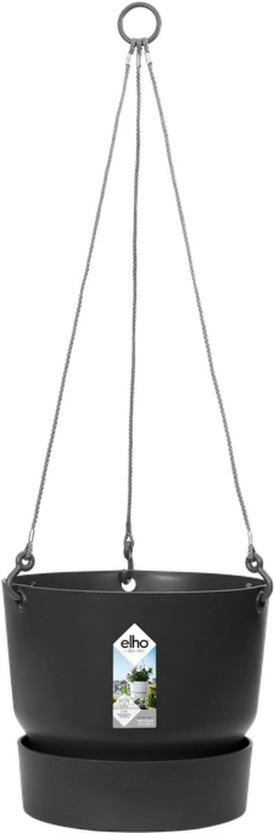 Elho Greenville Hangschaal 24 - Hangpot voor Buiten - 100% Gerecycled Plastic - Ø 23.5 x H 20.5 cm - Living black