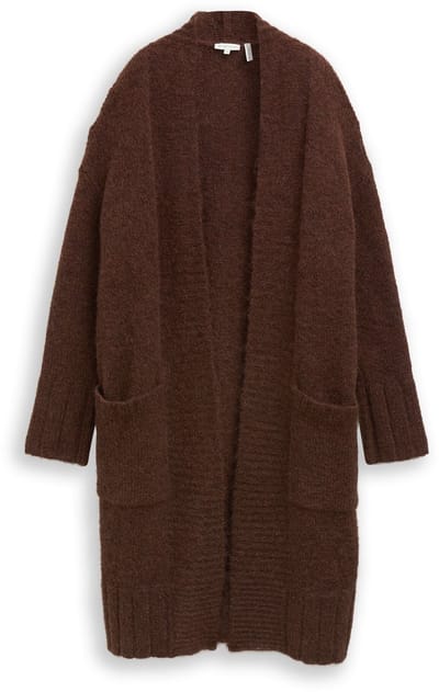 Tom Tailor - Oversized vest met wol - Maat XS - dark pecan brown melange