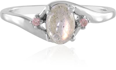 Cavill - Zilveren Ring 925 Sterling - Roze Minary Labradoriet 0,83 ct & Roze Toermalijn 0,04 ct - Ovale Cabochon Comfort Ring - Madagaskar Edelsteen