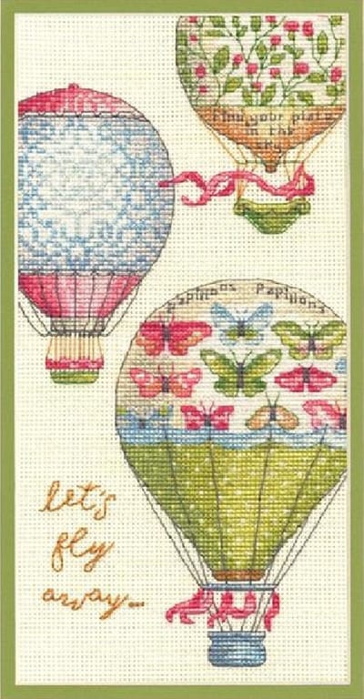 Borduurpakket luchtballonnen - Dimensions GOLD PETITES - met telpatroon