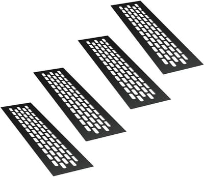 Ventilatierooster Aluminium Rechthoekig Zwart 4 stuks - Ventilatieopening voor Afvoer en Toevoer