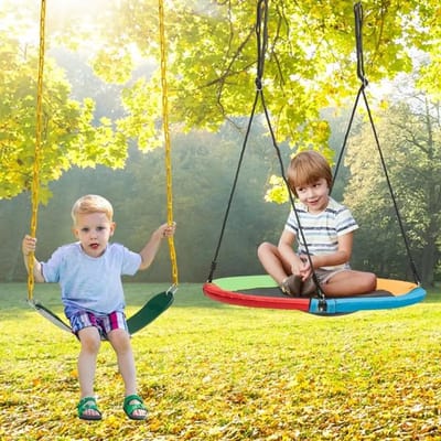 Dailygoods 2-delige hangstoel- en schotelboomschommelset met verstelbaar hangtouw (zonder standaard)