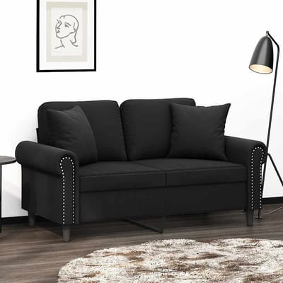 vidaXL - Tweezitsbank - met - sierkussens - 120 - cm - fluweel - zwart