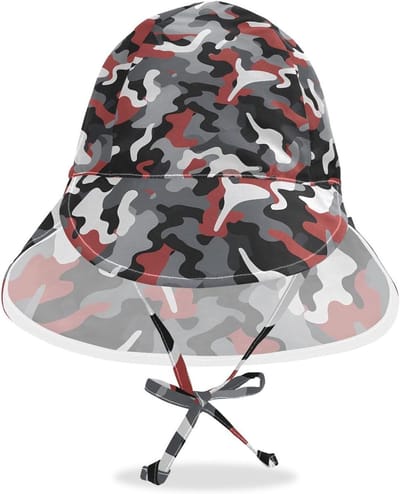 Kinderen Zonnehoed - Baby zomerhoed - Reizen en buiten - UPF 50+ bescherming - 48-569 cm hoofdomtrek - Camouflage grijs