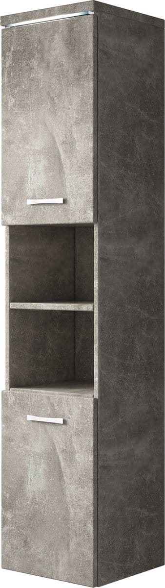 Badplaats Badkamerkast Paso 35 x 35 x 160 cm – Beton Grijs – Hangende Kolomkast met 2 Deuren