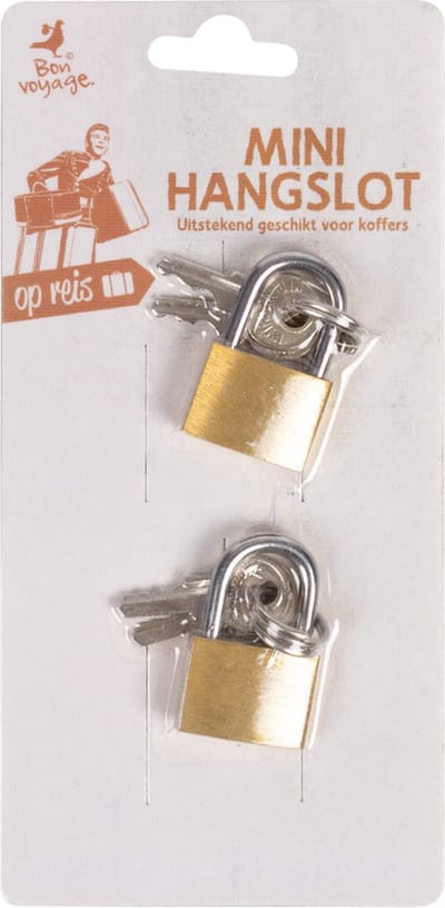 Mini hangslot | Met sleutel | 2 stuks | Merk: Bon Voyage