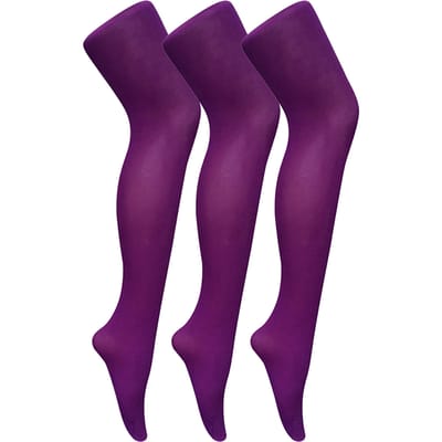 3 paar dames gekleurde ondoorzichtige 80 denier panty's - Keizerlijk Paars