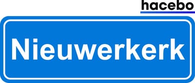 Hacebo - Plaatsnaam Sticker - 29x10 CM - Nieuwerkerk sticker - Verkeersborden sticker - grappige cadeaus - Nieuwerkerk