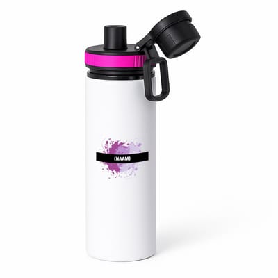 Hacebo® - paarse verfvlek met eigen naam waterfles met draaidop roze - Kunst - kunstenaars/kunstenaressen - verjaardag - mensen die houden van verven - kunst liefhebbers - cadeau - kado - geschenk - gift - water fles - 850ML