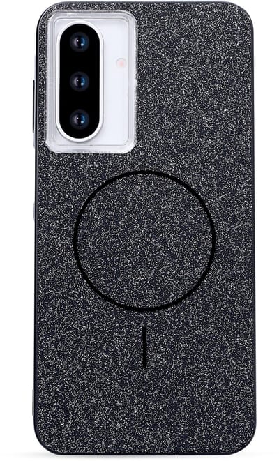 Casemania Hoesje Geschikt voor Samsung Galaxy A17 5G - Zwart - Glitter Magnetisch Siliconen Telefoonhoesje Geschikt voor MagSafe en Draadloos Opladen