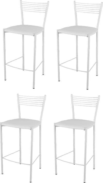 Tommychairs Elegance - Eetkamerstoelen - Set van 4 - Aluminium & Licht Grijs - Kunstleer