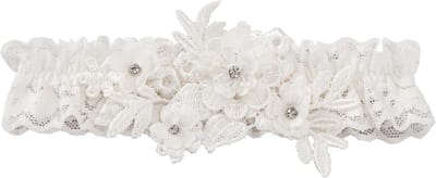 Bruids Kousenband - Bruidsaccessoire Jarretel - Bruiloft Accessorize - Kant met Strass - One Size - Ivoor