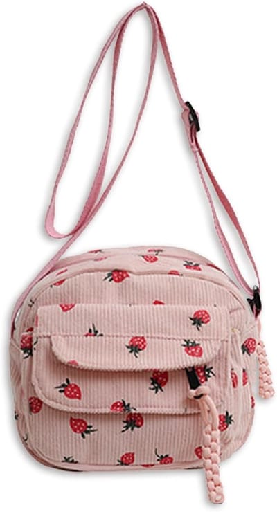 Schoudertas Meisjes - Handtas Corduroy - Dagelijks Gebruik - Verstelbare Band - 20 x 10 x 18 cm - Roze