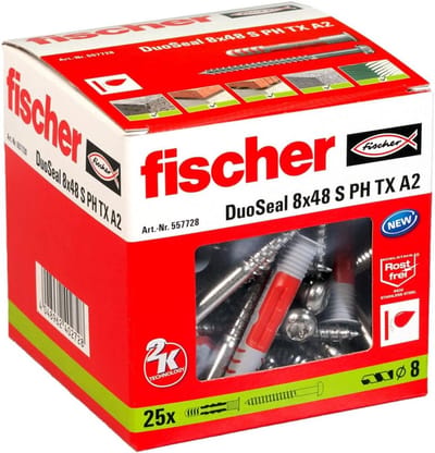 Waterdichte Pluggen - Bevestigingsmateriaal - Natte Ruimtes - Zelfafdichtend Boorgat - 8 x 48 mm - Grijs / Rood