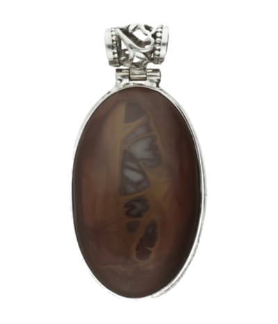 Zilveren Jaspis edelsteen ovaal groot hanger