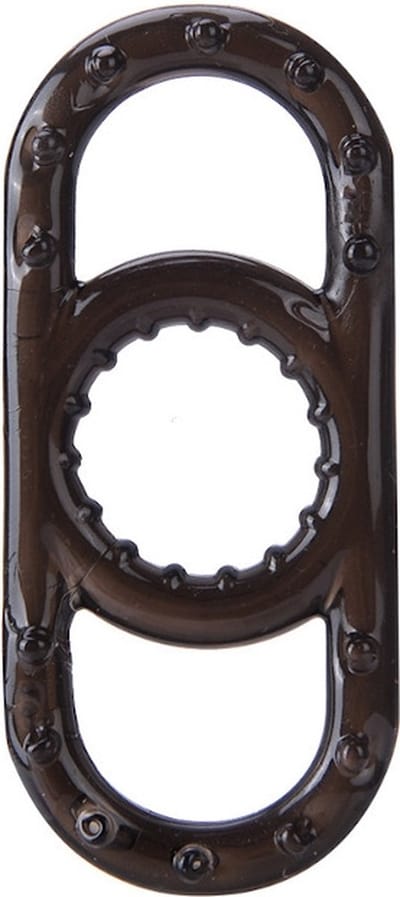 Siliconen cockring met balzaksplitser - zwart