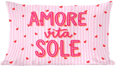 Sierkussens - Kussentjes Woonkamer - 60x40 cm - Amore vita sole - Roze - Hartjes