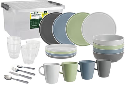 Brunner - Camping Serviesset - Dolomit - All Inclusive - 36 delig - Melamine - Vaatwasserbestendig - BPA-vrij