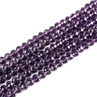 135 stuks Tsjechische Boheemse kristallen kralen, 3 mm x 2 mm, Tsjechische parels CZ geslepen glazen kralen, facet ronde bolletjes, glazen kralen, 1 streng (paars)