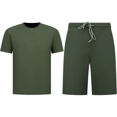 Oversized Shirt met Korte Shorts - Zomerset Heren - Two Piece Setje - Co ord Set - 918 - Army Groen