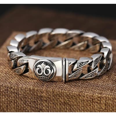 Nieuwste Vintage Heren Zilveren Armband Persoonlijkheid Trendy Locomotief Vrienden Zilveren Armband Dominerend En Ruw Hoge Kwaliteit 22cm brown