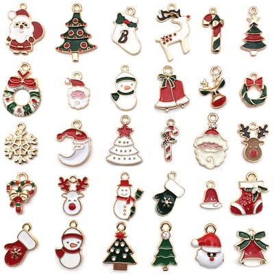 30 STUKS Kerst DIY Verguld Emaille Bedel voor het Maken van Sieraden Kettingen Armbanden Oorbellen zwart