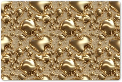 Placemats 45x30 cm - Placemat kunststof - 1 stuk - Druppels - Organisch - Goud - Borden onderleggers - Decoratie voor op tafel - Keuken tafeldecoratie accessoires - Vinyl onderlegger - Tafelversiering