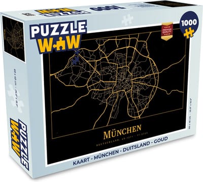 Puzzel Kaart - München - Duitsland - Goud - Legpuzzel - Puzzel 1000 stukjes volwassenen