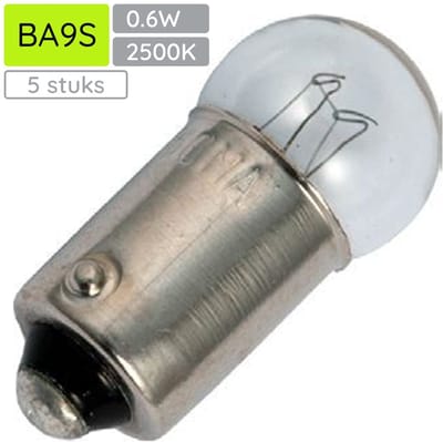 Signaallamp Ba9s 12V 0.6W - 50 mAh - 5 stuks - G11 Gloeilamp Ø11mm - 24mm - 2500K - Dimbaar