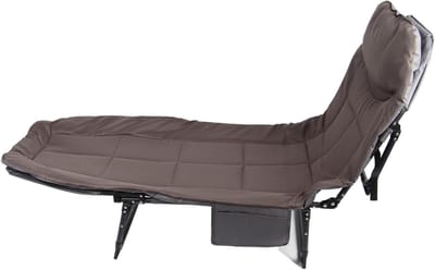 Camping Bed - Opklapbaar Bed - Buiten Ontspannen - Verstelbare Rugleuning - 6500g Gewicht - Zwart