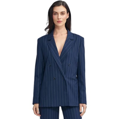 Dames oversized knoopblazer Nife Striped