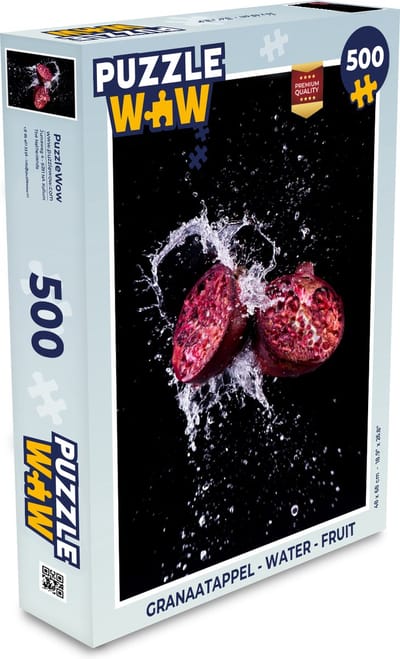 Puzzel Granaatappel - Fruit - Water - Zwart - Paars - Legpuzzel - Puzzel 500 stukjes