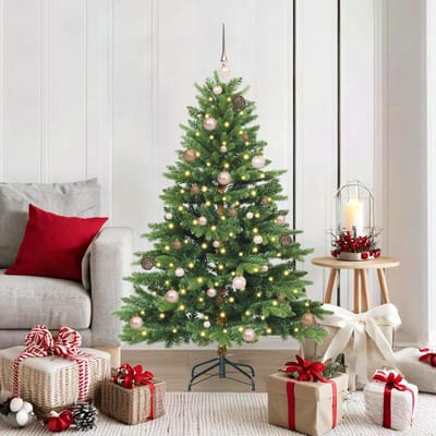 vidaXL - Kunstkerstboom - met - 150 - LED - met - standaard - Groen - 150 - cm - PE - en - PVC