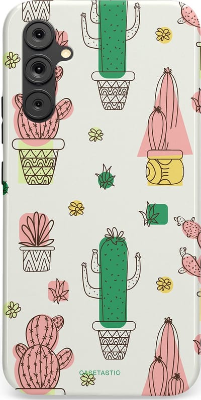 Casetastic Hoesje Geschikt voor Samsung A34 (5G) - Stijlvolle Beschermende Duo-layer Case - Vrolijke cactus
