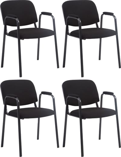 CLP Ken Pro - Stapelstoelen Set van 4 - armleuningen - zwart - 150 kg - Stof/zwart