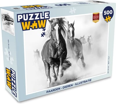 Puzzel Paarden - Dieren - Illustratie - Legpuzzel - Puzzel 500 stukjes