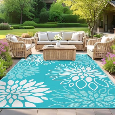 Buitenkleed - Tuinkleed - Kamperen Picknicken - Waterdicht Omkeerbaar - 150 x 240 cm - Blauw Groen