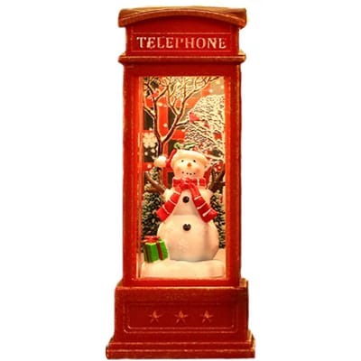 Lanterne boule à neige en forme de cabine téléphonique, décoration lumineuse de Noël pour bar, karaoké