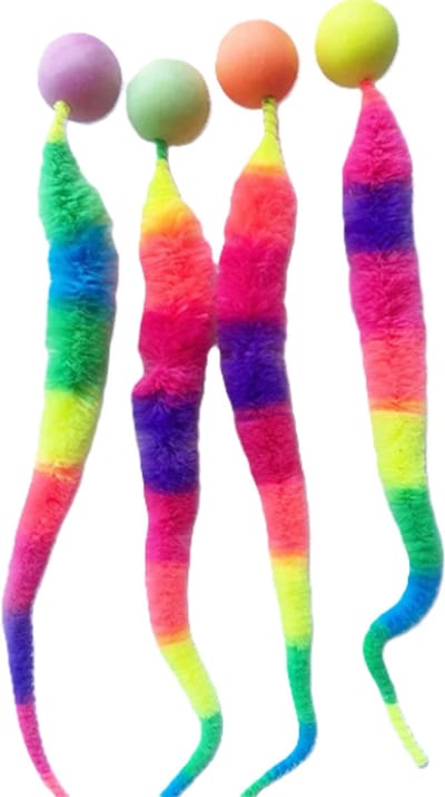 Kattenspeelgoed 2 stuks - Bal met staart - Regenboog - Speelbal - Kattenspeeltjes - 2-pack