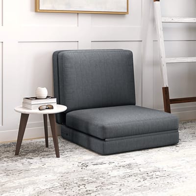 OKWISH Chaise Longue 75 x 80 x 72 cm - 3-in-1 Klapbaar Bodensofa En Slaapbank - Ruimtebesparend Voor Woonkamer Of Slaapkamer - Polyester - Donkergrijs