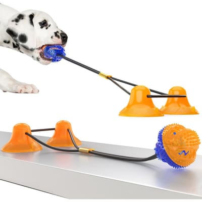 Puppy Speelgoed Bal Zuignap Ideaal voor Honden Trek Touw Voedsel Lekkend Tanden Slijpen Tanden Poetsen Ventilatielbal Huisdieren Honden Speelgoed Accessoires Hoge Kwaliteit