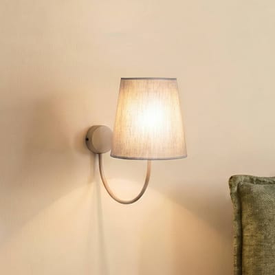 TK Lighting Wandlamp Candi, beige/zandkleurig, linnen, 34 cm hoog, E27