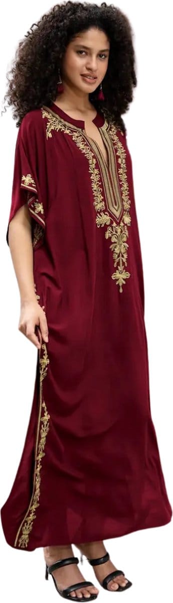Bovista Islamitische Kleding - Djellaba Dames - Moslim Kleding - Arabisch Dames Kaftan - Alhamdulillah - Bordeauxrood