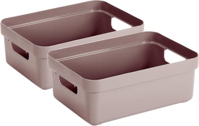 Sunware Opbergbox - 4x - kunststof - roze - 9 liter - Opbergbakken - Opbergmanden