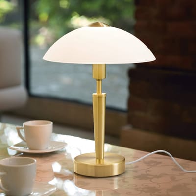 EGLO Tafellamp SOLO 1, messingkleurig, hoogte 35 cm Metaal/glas dimbaar