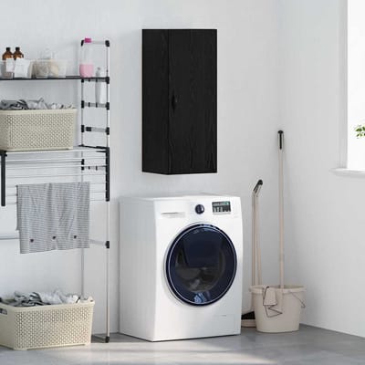 vidaXL - Wandkast - Zwart - Eiken - 34,5 - x - 34 - x - 90 - cm - Bewerkt - hout