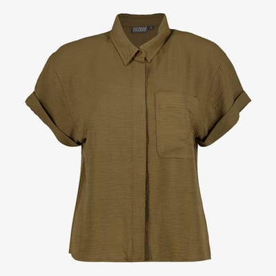 TwoDay dames blouse met korte mouwen olijfgroen - Maat S